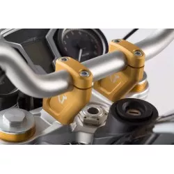 Rehausseur de guidon SW-MOTECH avec déport, hauteur 20 mm, déport arrière 30 mm. Doré pour BMW RnineT
