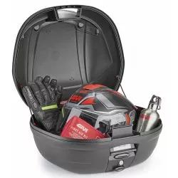 Top Case MONOLOCK GIVI E340 Vision 34 litres noir gaufré, catadioptres rouges avec platine et kit fixation