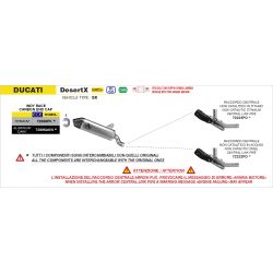 Raccord central racing ARROW 72222PD Inox pour Ducati DesertX V2 2026 et +