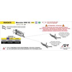 Raccord central racing ARROW 71827MI Titane pour Ducati Monster 890 V2 2026 et +