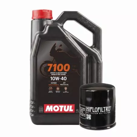 Pack vidange MOTUL - Huile 4T 7100 10W40 4L - 100% synthèse + filtre à huile