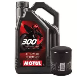 Pack vidange MOTUL - Huile 4T 300V 10W40 4L + filtre à huile