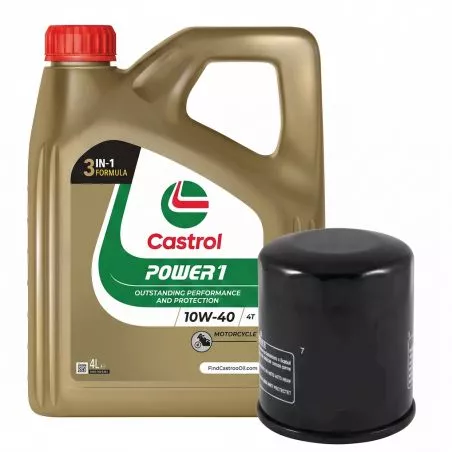 Pack vidange Castrol - Huile 4T 10W40 POWER 1 4L - Semi-synthèse (4l) + filtre à huile offert