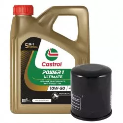Pack vidange Castrol - Huile racing 4T 10W50 POWER 1 ULTIMATE 4L - 100% synthèse (4l) + filtre à huile offert