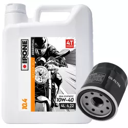 Pack vidange Ipone - Huile 4T 10W40 10.4 4L - Semi-synthèse (4l) + filtre à huile offert