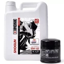 Pack vidange Ipone - Huile racing 4T 10w40 Shogun (4L) - 100% synthèse + filtre à huile offert