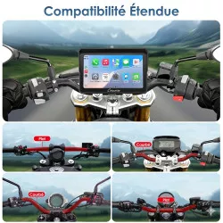 Écran connecté moto 7 pouces Carpuride W702S Pro + TPMS - CarPlay & Android Auto - Support universel BM05 inclus