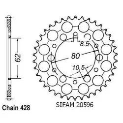 Sifam - Couronne Acier 37 Dents - Pas 428 - Similaire JTR842