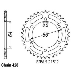 Sifam - Couronne Ke/Ks 125 1976-1987 - 428 - 50 Dents - Similaire JTR471