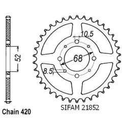 Sifam - Couronne Acier 49 Dents - Pas 420 - Similaire JTR801