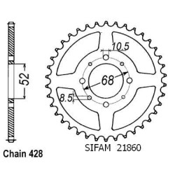 Sifam - Couronne Acier 42 Dents - Pas 428 - Similaire JTR802