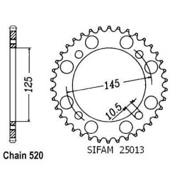 Sifam - Couronne Acier 49 Dents - Pas 520 - Similaire JTR857