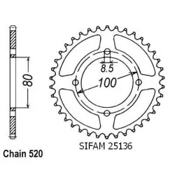 Sifam - Couronne Rg 250 Gamma 1985-1988 - 520 - 39 Dents - Similaire JTR819