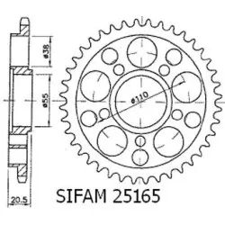 Sifam - Couronne Ducati 916/996 Strada 5 Trous SANS Porte Moyeu - 525 - 36 Dents - Similaire JTR752