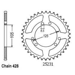 Sifam - Couronne Xt 125 R 2004 - 428 - 50 Dents - Similaire JTR1134