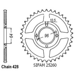 Sifam - Couronne Cg 125 E 2004 - 428 - 45 Dents - Similaire JTR218