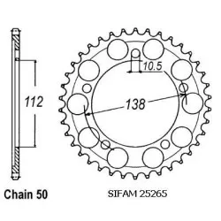 Sifam - Couronne Yzf R6 1999-2002 - 530 - 48 Dents - Similaire JTR1871