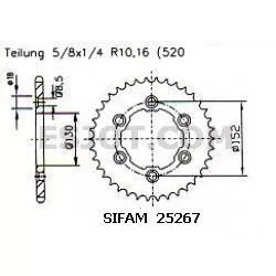 Sifam - Couronne Alu Aprilia Alu Rxv/Sxv - 520 - 50 Dents - Similaire JTA706