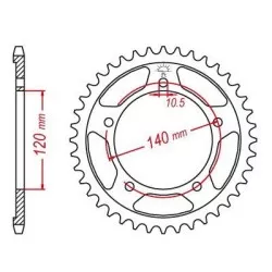 Esjot - Couronne Acier Suzuki-Triumph - 525 - 43 Dents - Similaire JTR1792 - Made in Germany