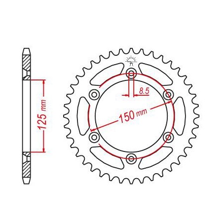 Esjot - Couronne Acier TT Ultralight Husaberg-Husqvarna-KTM - 520 - 51 Dents - Made in Germany