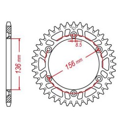 Esjot - Couronne Alu TT Husqvarna Noire - 520 - 51 Dents - Similaire JTA822 - Made in Germany