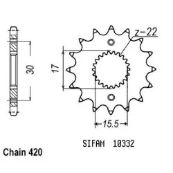 Sifam - Pignon 12 Dents - Pas 420 - Similaire JTF1256
