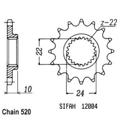 Sifam - Pignon 15 Dents - Pas 520 - Similaire JTF402