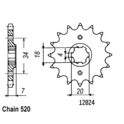 Sifam - Pignon 14 Dents - Pas 520 - Similaire JTF329