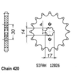 Sifam - Pignon 13 Dents - Pas 420 - Similaire JTF249