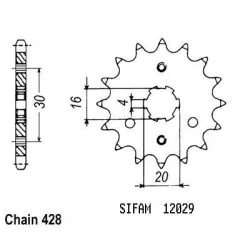 Sifam - Pignon 13 Dents - Pas 428 - Similaire JTF417