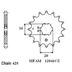 Sifam - Pignon 14 Dents - Pas 428 - Similaire JTF555