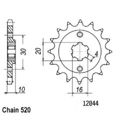 Sifam - Pignon Cagiva 125 Mito 1990-1998 - 125 Blues 1987-1995 - 125 N1 1997-1998 - 520 - 14 Dents - Similaire JTF711