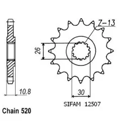Sifam - Pignon Racing - Yzf R1 1998-2006 - 520 - 17 Dents - Similaire JTF1579