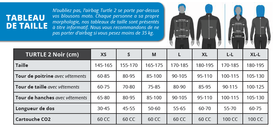 Guide des tailles gilets HELITE Tech2Roo Guide des tailles gilets airbag HELITE chez Tech2Roo